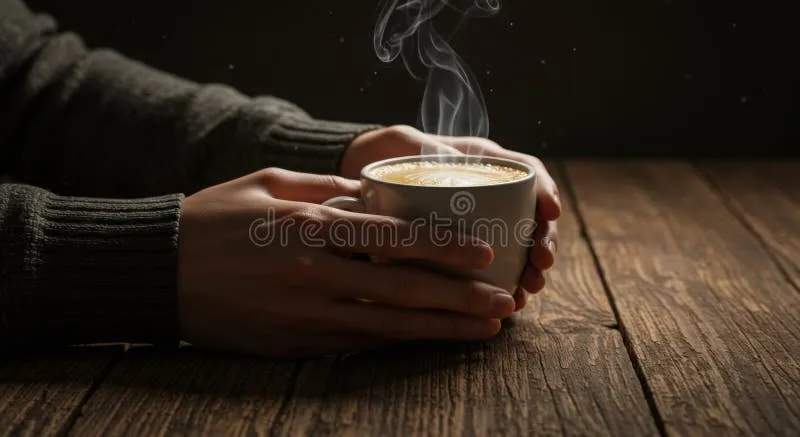 close-up-image-two-hands-gently-cradling-steaming-mug-coffee-latte-art-dark-rustic-wooden-table-warm-366908260-1 The quiet moments of choosing to face a difficult day represent profound acts of personal bravery