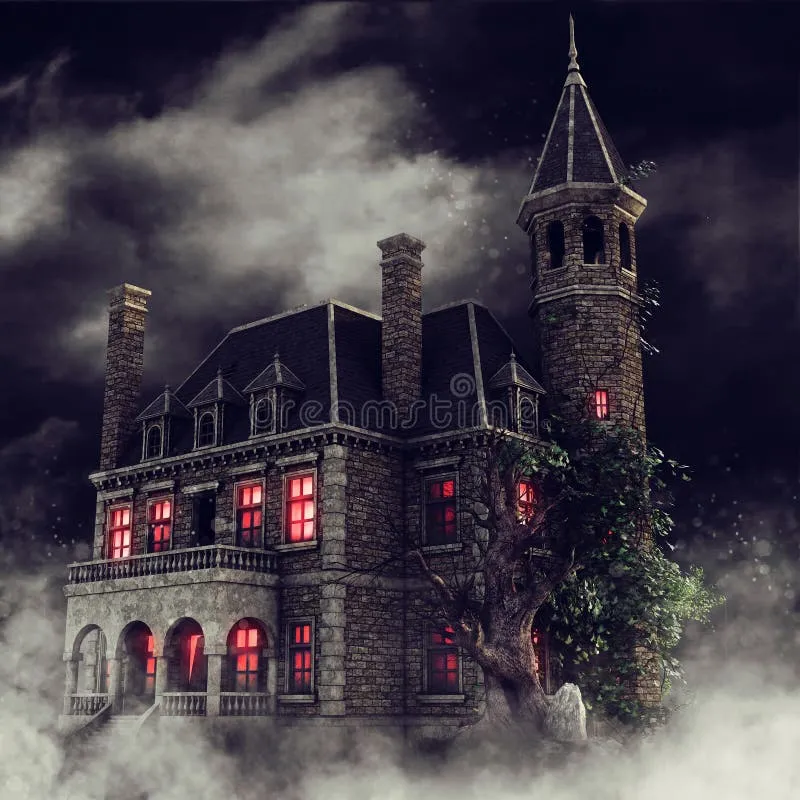 foggy-scenery-old-gothic-mansion-red-glowing-windows-night-gothic-mansion-foggy-scenery-174269426 Gothic literature frequently employs the trope of a solitary illuminated window to build suspense