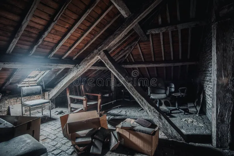 hauntingly-beautiful-photograph-abandoned-attic-filled-old-chairs-dusty-boxes-decaying-furniture-soft-daylight-424183022 The moment of discovering a hidden treasure trove of family history